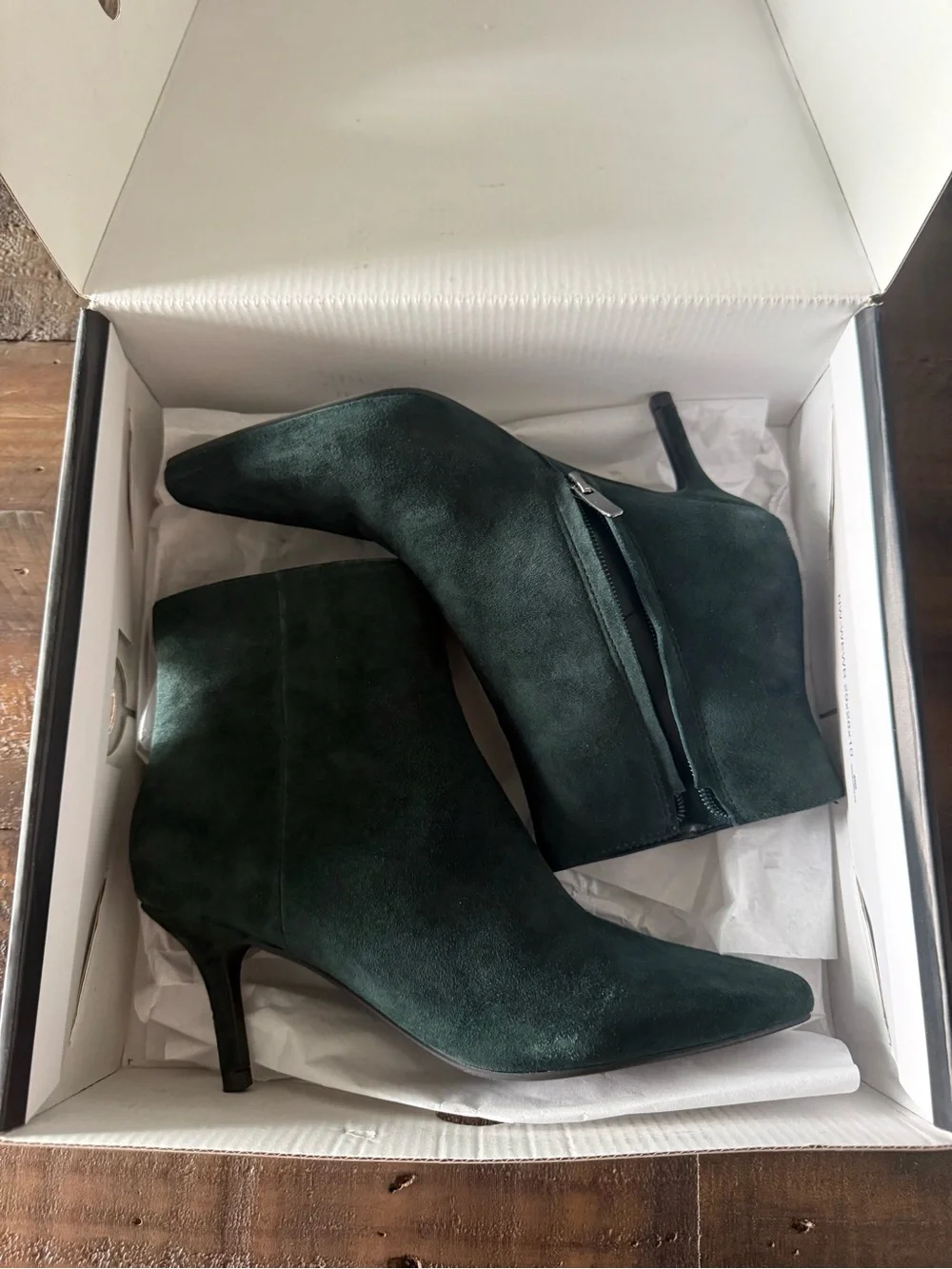 Nine West Dark Green Suede Pointed-Toe Ankle Booties - Ari Dress Bootie Sz 6
